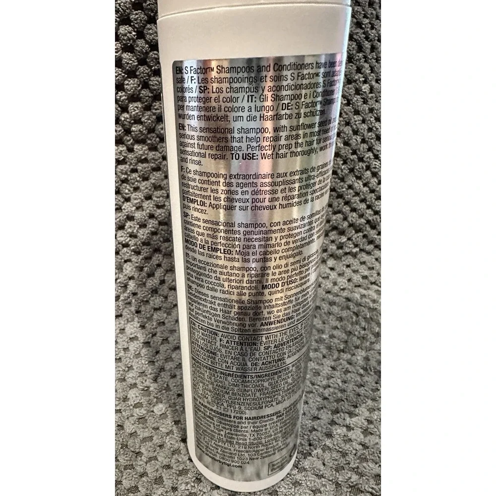 S-FACTOR TIGI SERIOUS SHAMPOO‎ SENSATIONAL FOR REPAIR DAMAGED HAIR -8.45 OZ